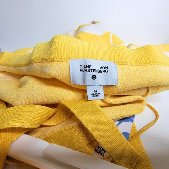 DVF Yellow Dress Halter Tie Neck Ginkgo Yellow Sweaterknit Midi Dress - NWT - Picture 6 of 7